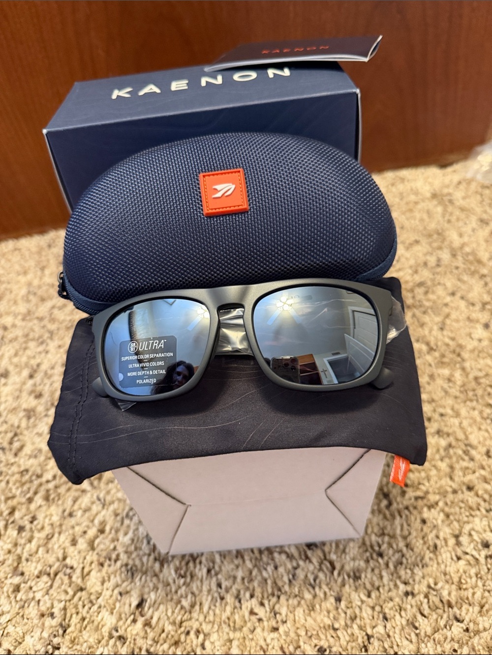 Kaenon Polarized Sunglasses in Matte Black with ultra brown polarized lense